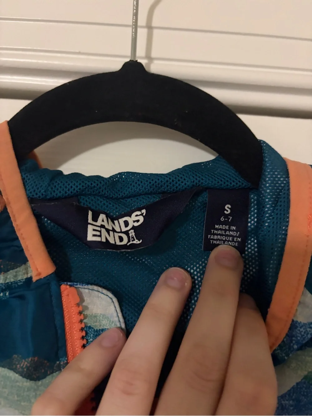 Lands' End Kids' Hooded Swim Jacket in Teal, Blue & Coral